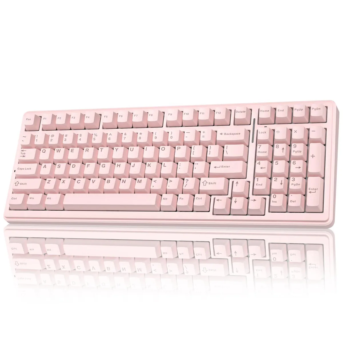 Pink compact wireless mechanical keyboard with RGB backlighting