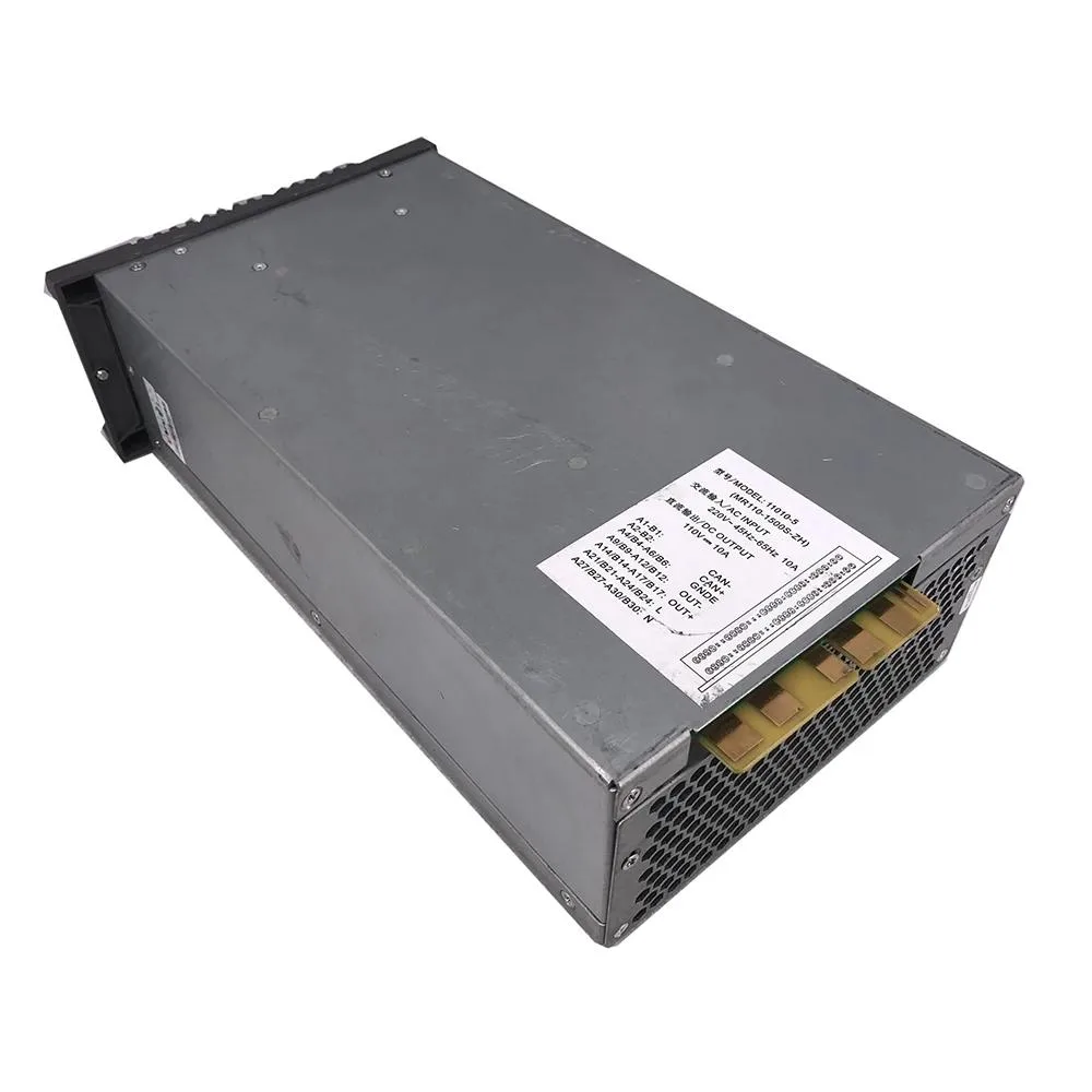 Rectangular ATX power module in metal casing with label showing 110V 10A