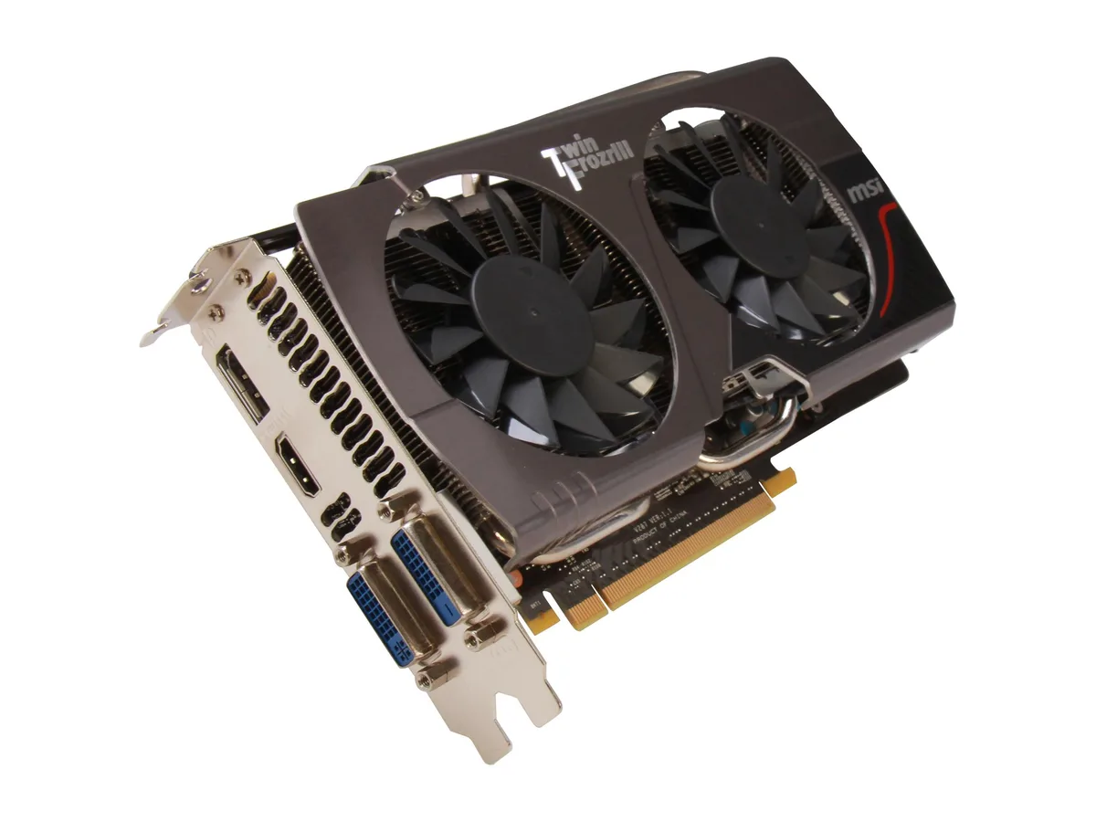 MSI GeForce GTX 660 graphics card with Twin Frozr dual-fan cooler, black shroud and silver accents, PCI Express 3.0 x16 interface