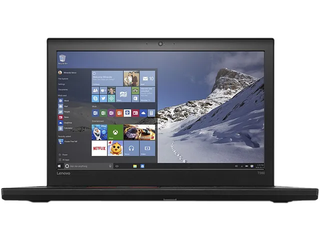 Black 15.6 inch ThinkPad T560 laptop with anti-glare screen and numeric keypad