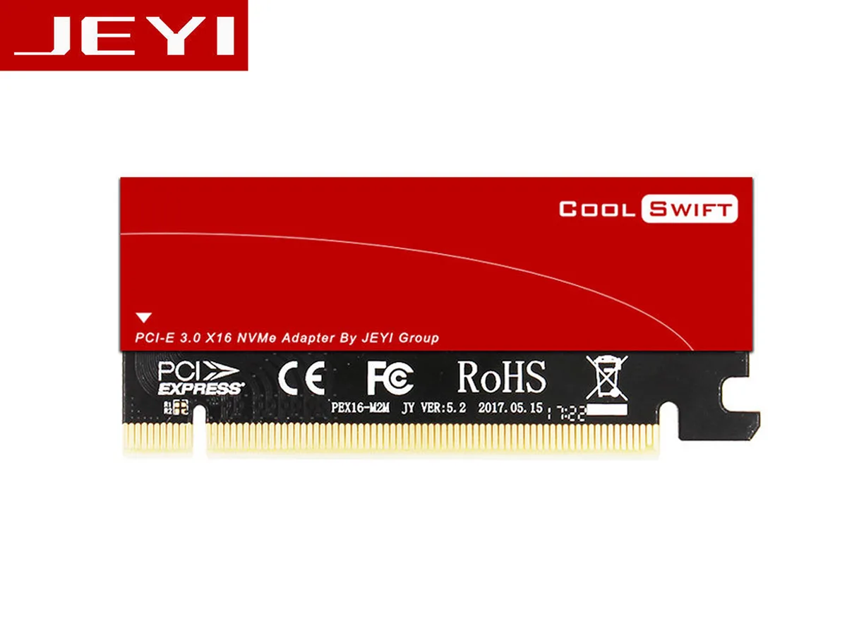 Wadermoon Wadermoon M.2 NVMe to PCIe 3.0 x16 Adapter Red 2230-2280 25°C Drop — 제품 사진