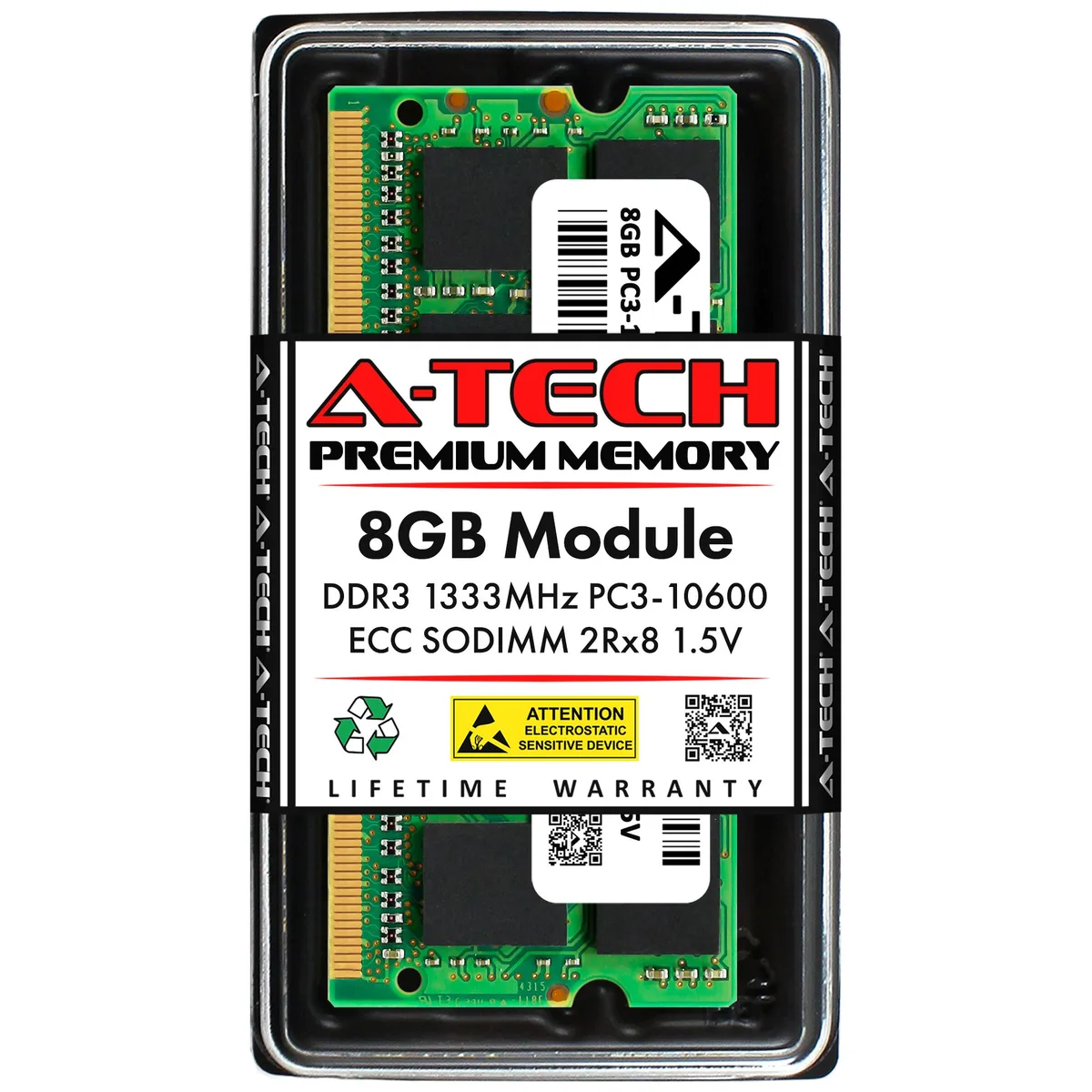 A-Tech A-Tech 8GB DDR3 1333 ECC SODIMM 204-Pin 1.5V 2Rx8 — productfoto