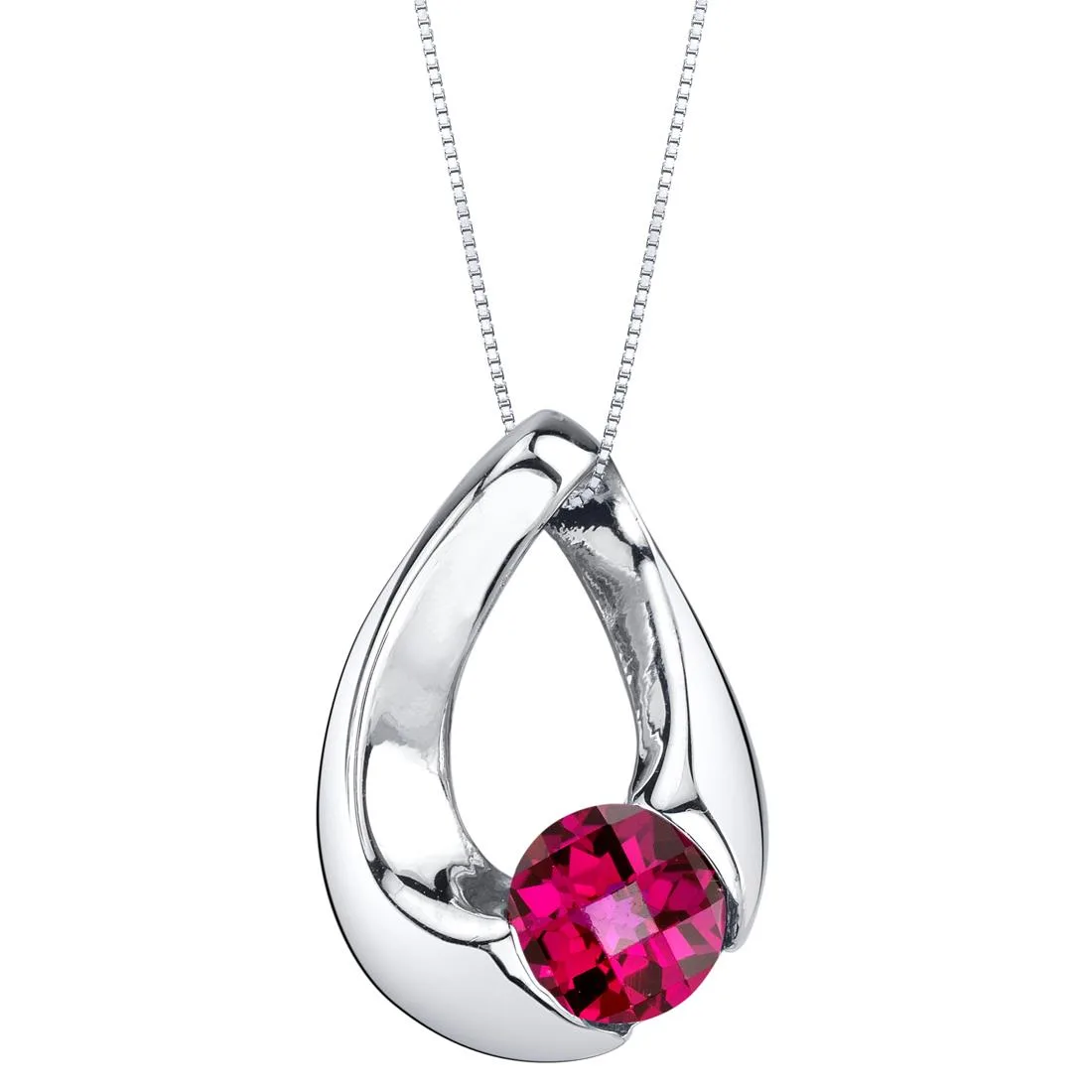 Oravo Oravo Created Ruby Sterling Silver Slider Pendant Necklace 1.25 Carats 18" .925 — foto do produto