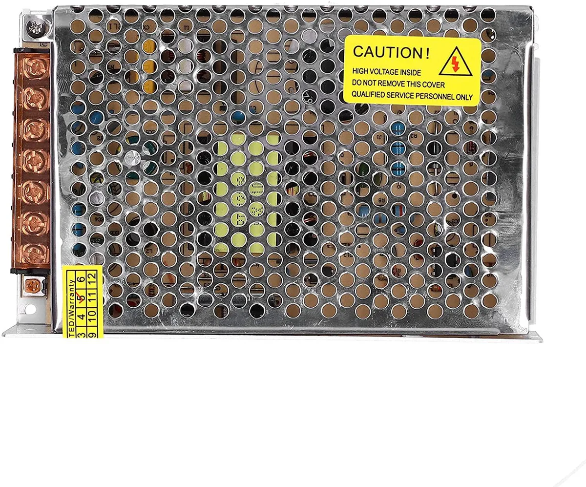 Silver aluminium rectangular power supply unit 160 by 98 by 50 mm