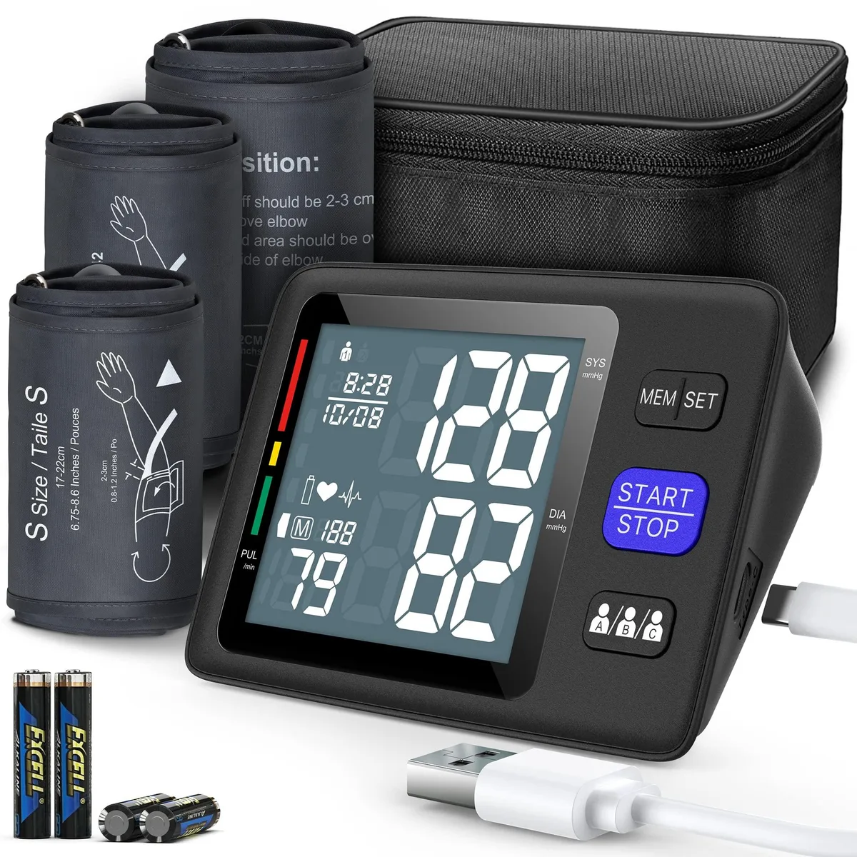  AQESO U80AH blood pressure monitor 3 cuffs 500 mem 1500 total — صورة المنتج