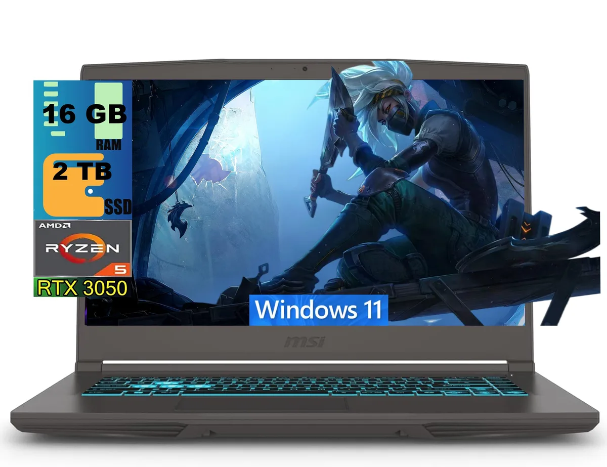 MSI MSI Thin A15 gaming laptop Ryzen 5 7535HS RTX 3050 16GB 2 TB 15.6 144Hz — product photo