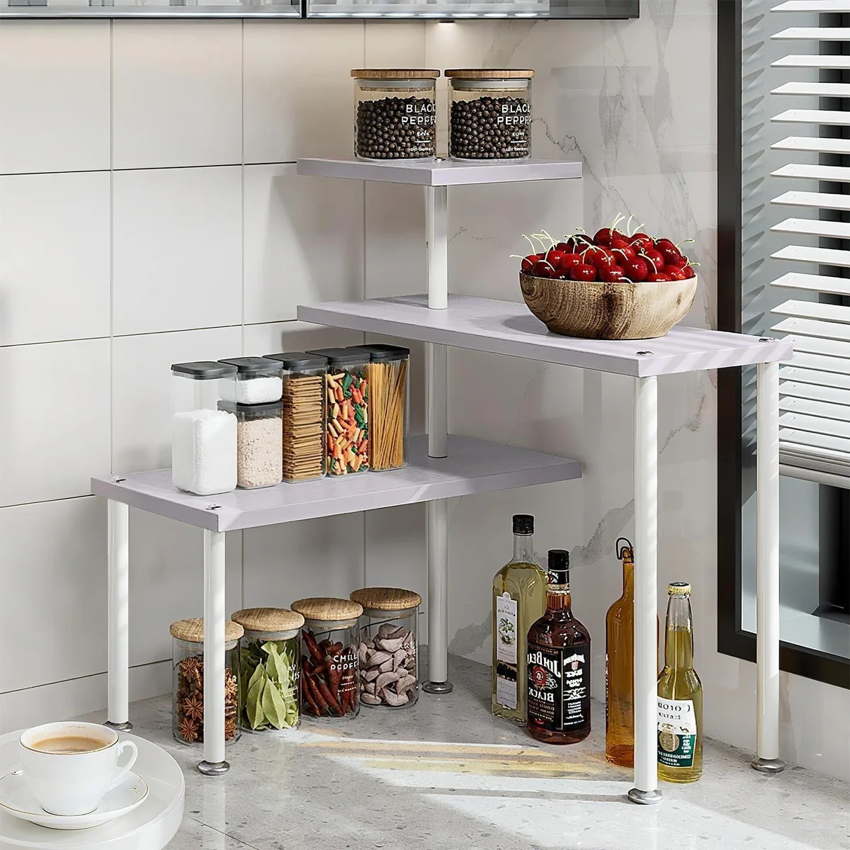  Dazioter DE-LS-AZZ1423-Parent 3-Tier Corner Decorative Shelving 15x17x15 in White — fotografia produktu