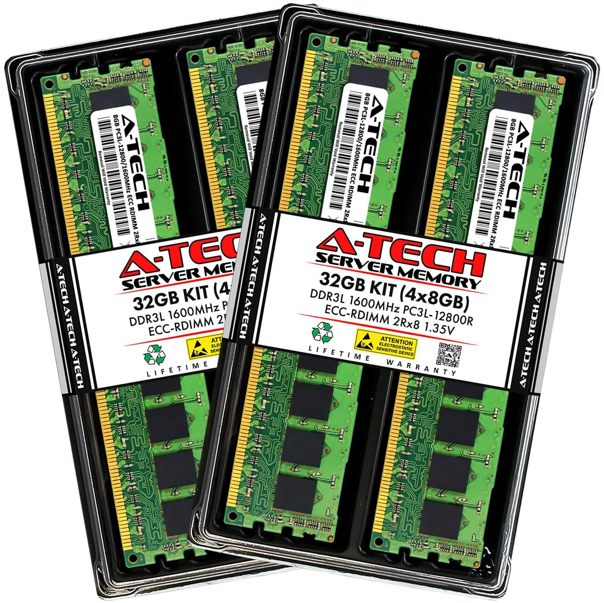 A-Tech A-Tech 32GB (4x8GB) DDR3L 1600 ECC RDIMM 1.35V 2Rx8 Server RAM — product photo