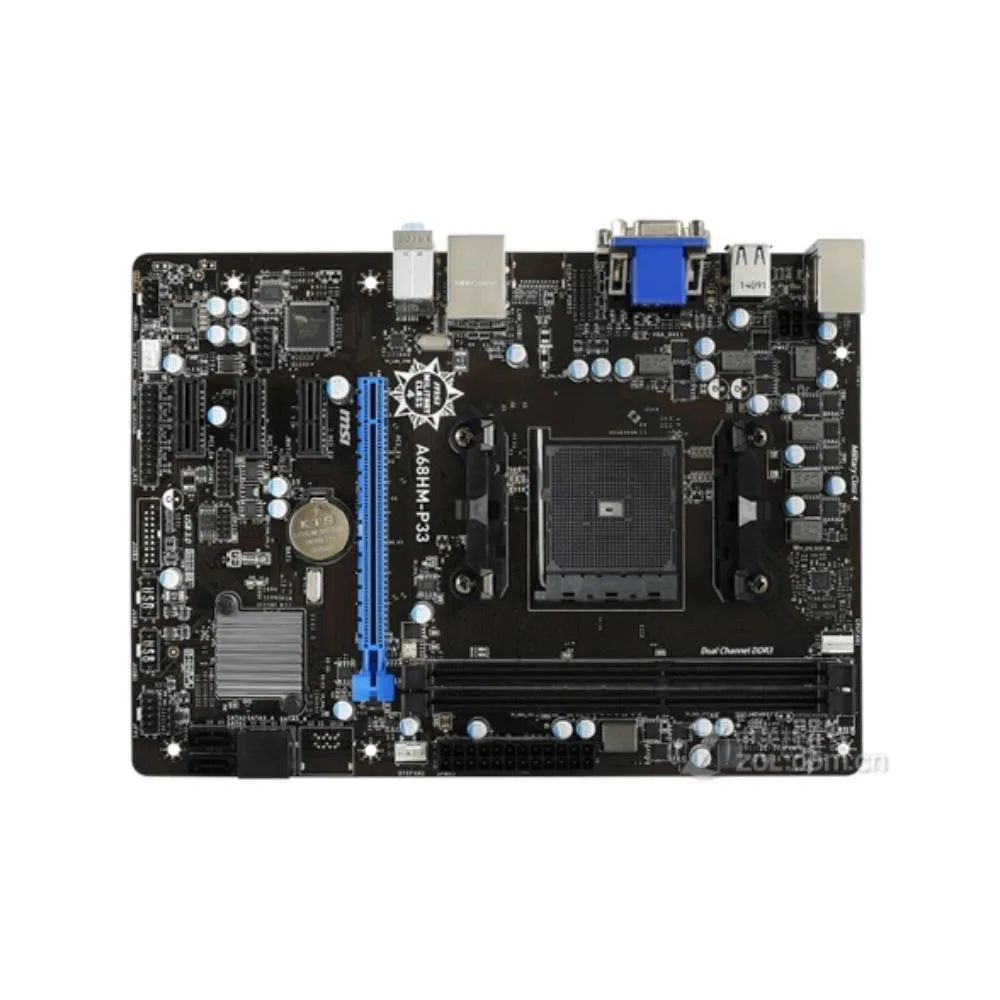 Green Micro ATX board with black sockets and silver heatsinks