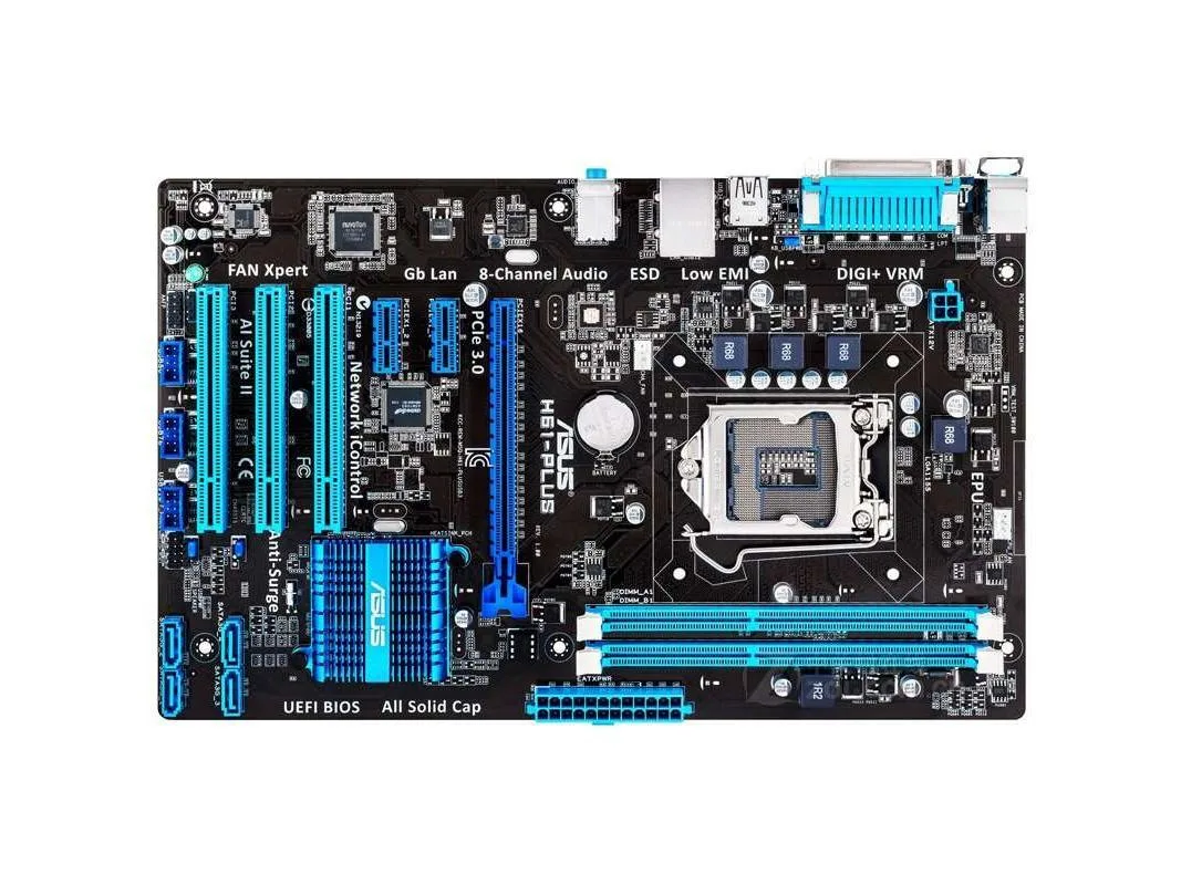 ATX motherboard with LGA 1155 socket and DDR3 slots