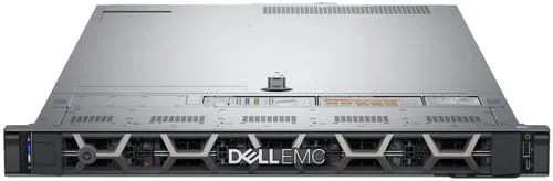 Silver 1U rack server front with dual processor badge