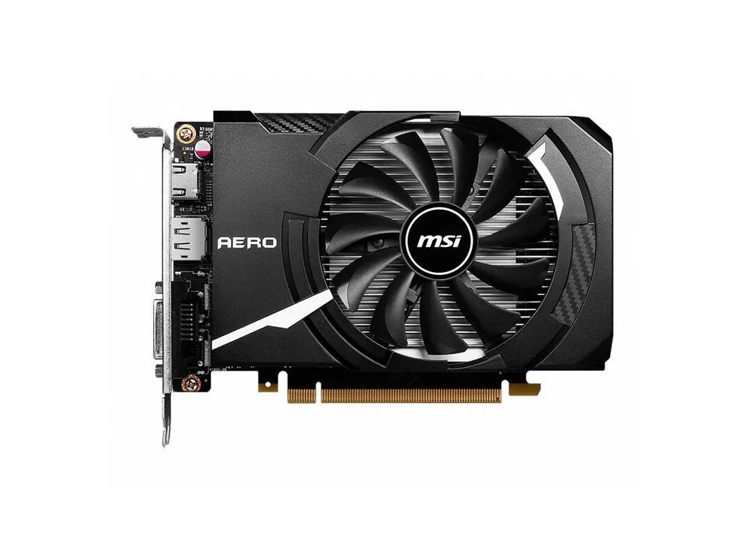 Compact single-fan graphics card with black shroud and silver backplate