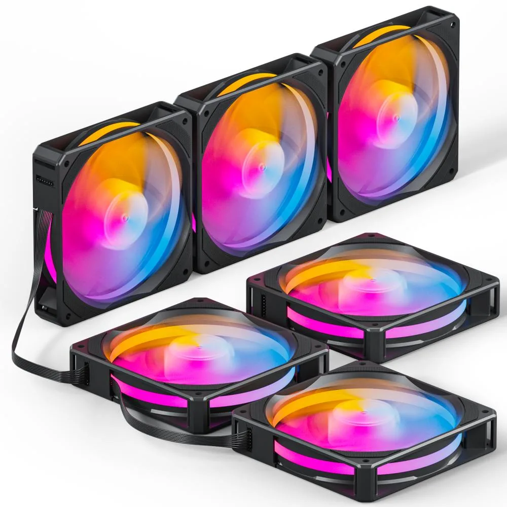 upHere upHere U2C-6 120mm Black 5V ARGB PWM 6-Pack 1800RPM 77.93CFM 25dB — foto del producto