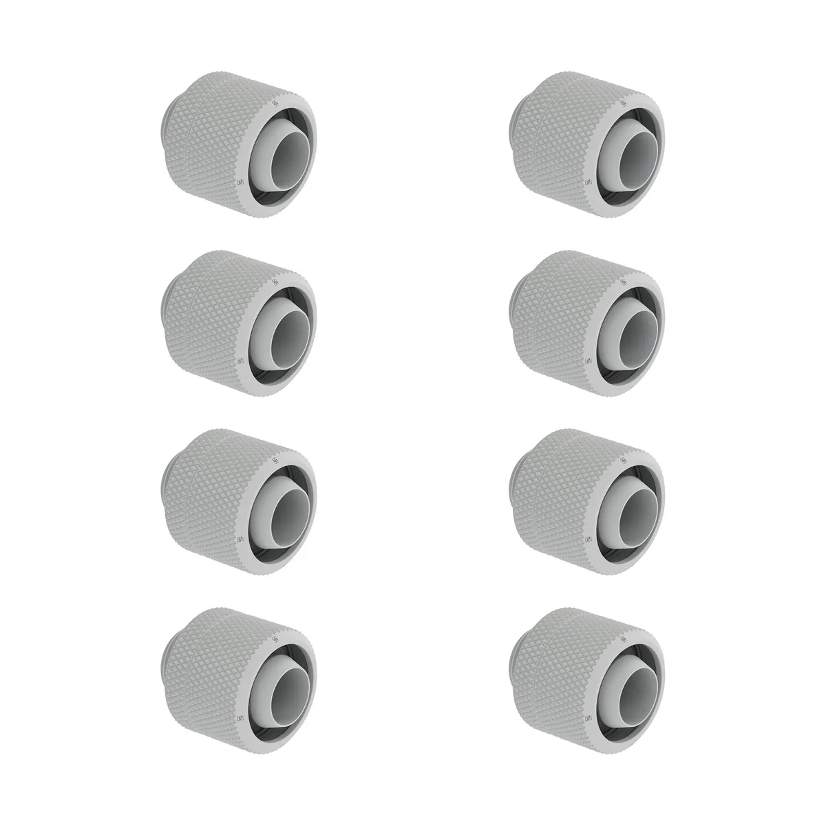 Eight white brass compression fittings with diamond knurled finish