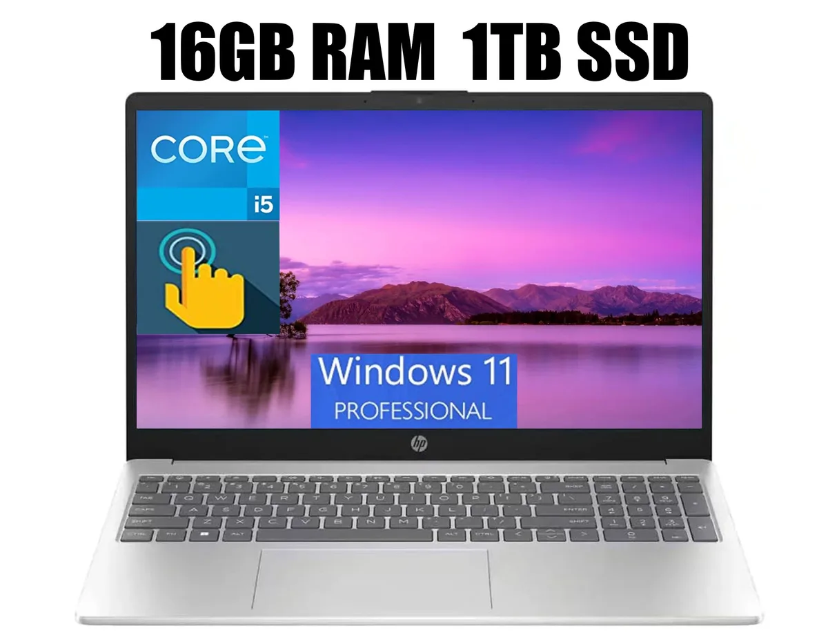 HP HP 15 Business Laptop 15.6" HD Touchscreen Intel Core i5-1235U 16GB DDR4 1TB PCIe SSD Windows 11 Pro Silver — product photo