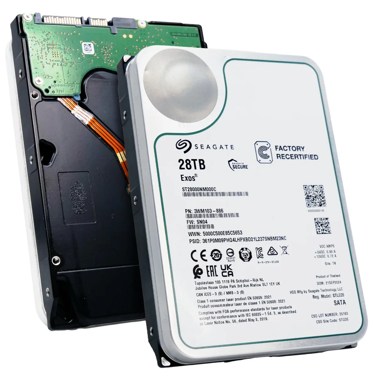 Seagate Seagate Exos X 28TB 3.5in SATA 7200 RPM 512MB Cache 2.5M MTBF internal hard drive — 제품 사진