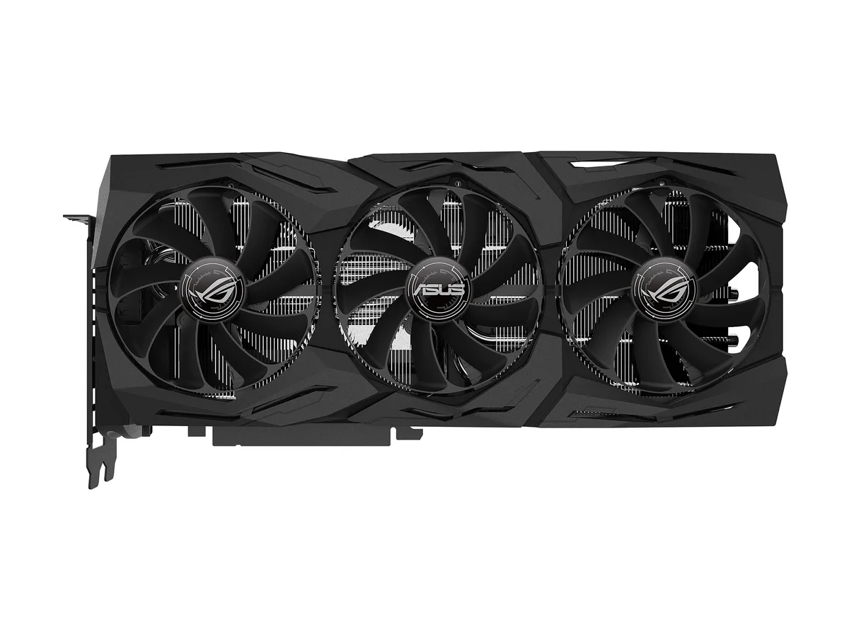 ASUS ROG Strix RTX 2080 graphics card with triple axial fans and RGB lighting
