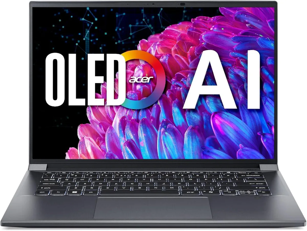Gray Acer Swift X 14 laptop closed showing slim profile and smooth finish