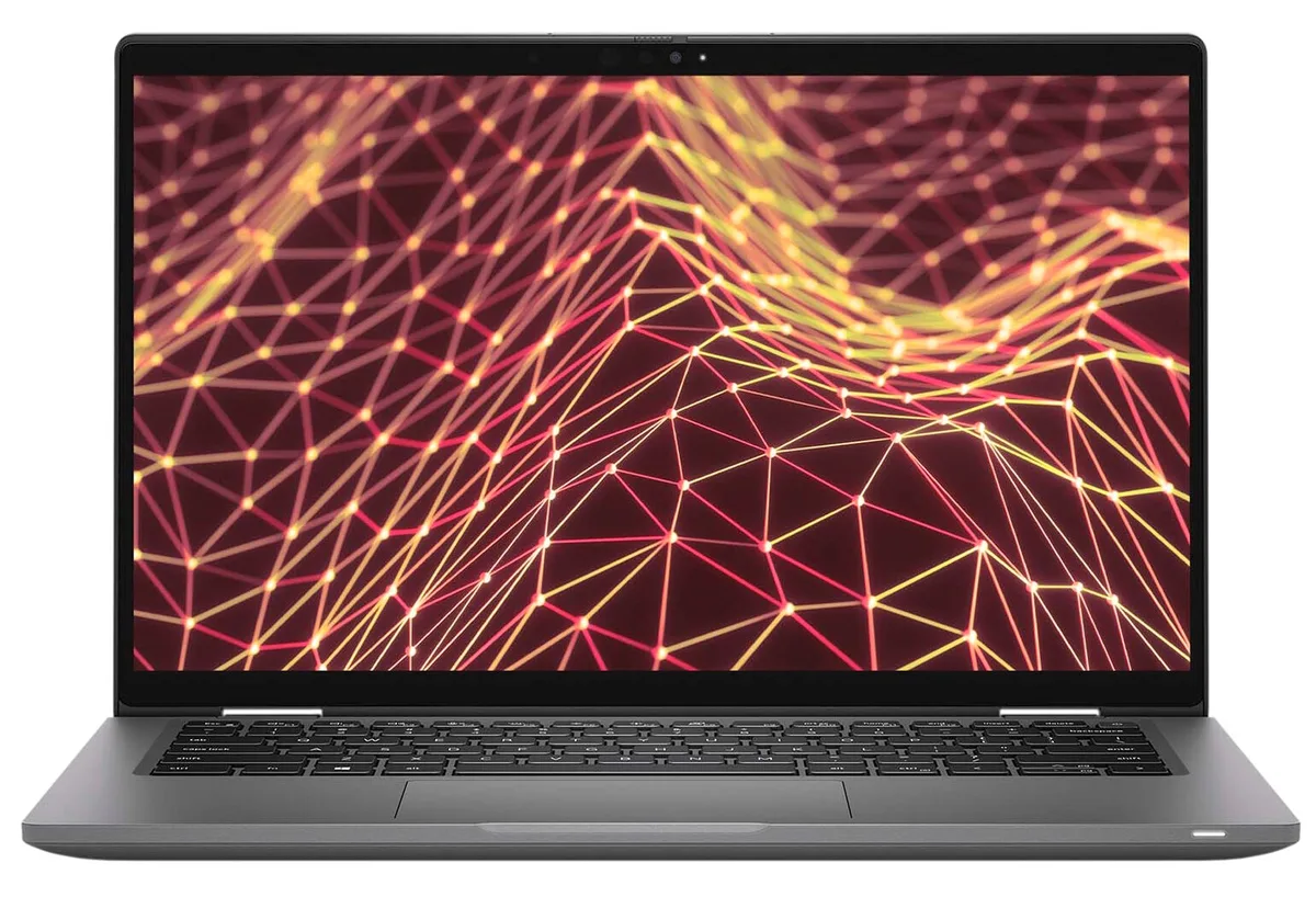 Silver Dell Latitude 7430 14.0 inch touchscreen laptop open showing keyboard and display