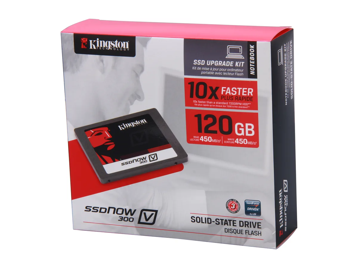 Rectangular 2.5 inch black metal SSD with label and SATA connectors