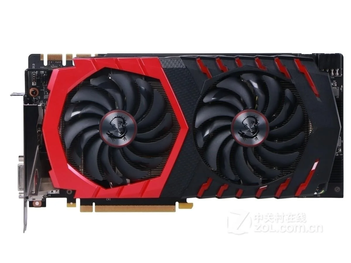 Black dual-fan graphics card with silver backplate