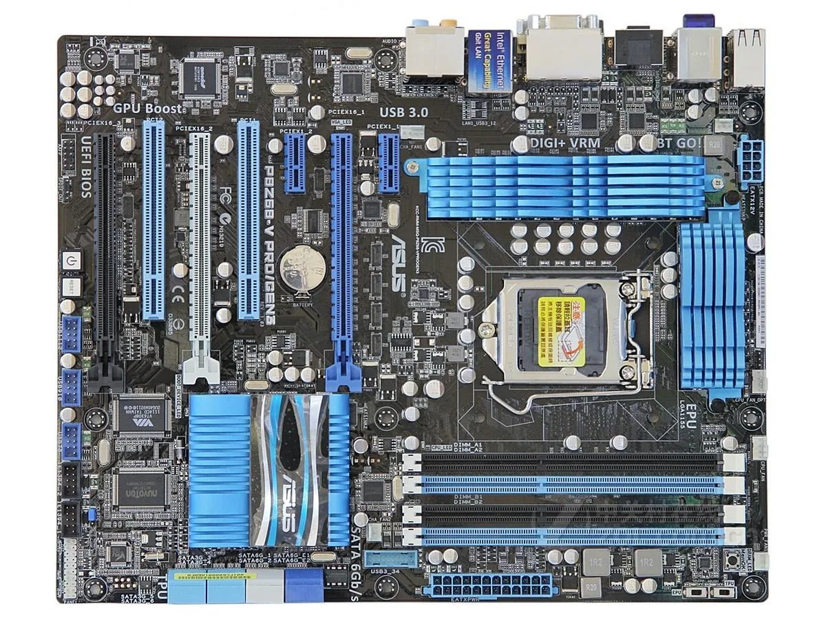 ATX motherboard with LGA 1155 socket and DDR3 slots