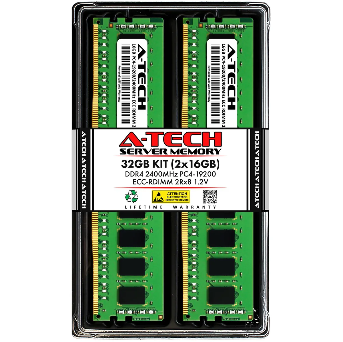 A-Tech A-Tech 32GB (2x16GB) DDR4 2400 ECC RDIMM 2Rx8 CL17 1.2V server RAM — photo du produit