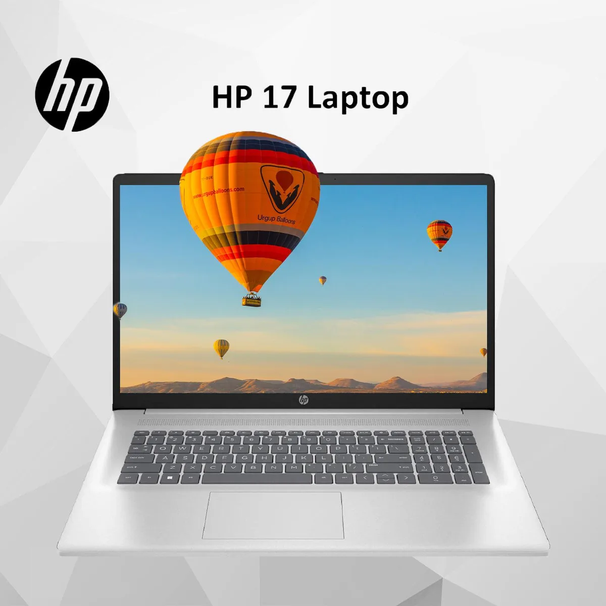 Silver 17.3-inch laptop with non-touch FHD display and non-backlit keyboard