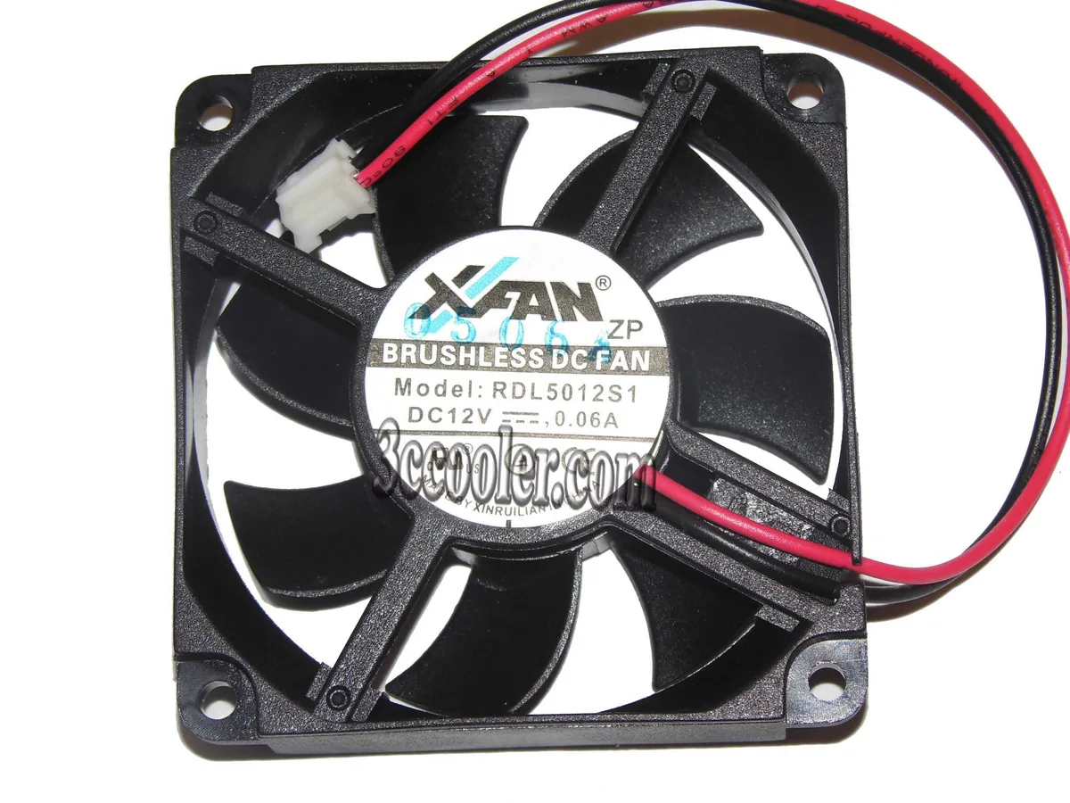 Black 50mm square CPU cooler with 2-pin connector