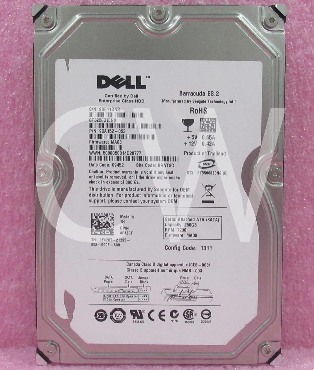 DELL DELL ST3250310NS 250GB 7200RPM 32MB 3.5in SATA internal hard drive — 商品写真