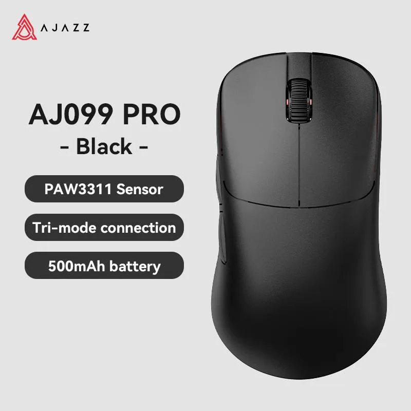 Black lightweight gaming mouse with honeycomb underside and ergonomic shape