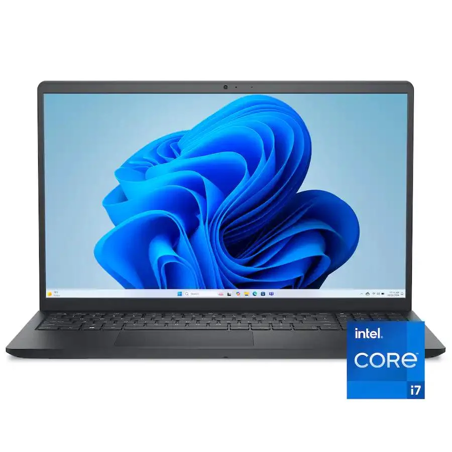 Closed 15.6 inch carbon black laptop with matte touchscreen display