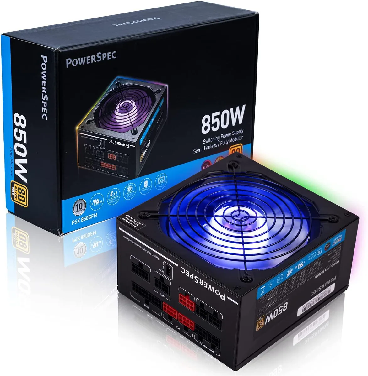 myVolts myVolts 850 W 80 Plus Gold ATX PSU RGB 135 mm — photo du produit