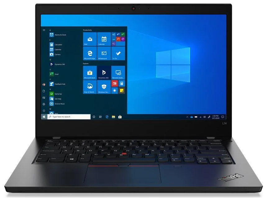 Black 14.0 inch ThinkPad L14 Gen 2 laptop closed showing matte finish and logo