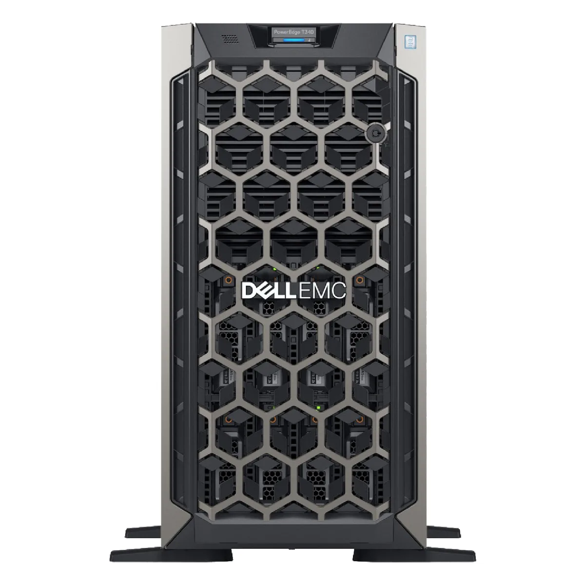 Dell PowerEdge T340 tower server chassis with four 3.5 inch drive bays and DVD-ROM drive