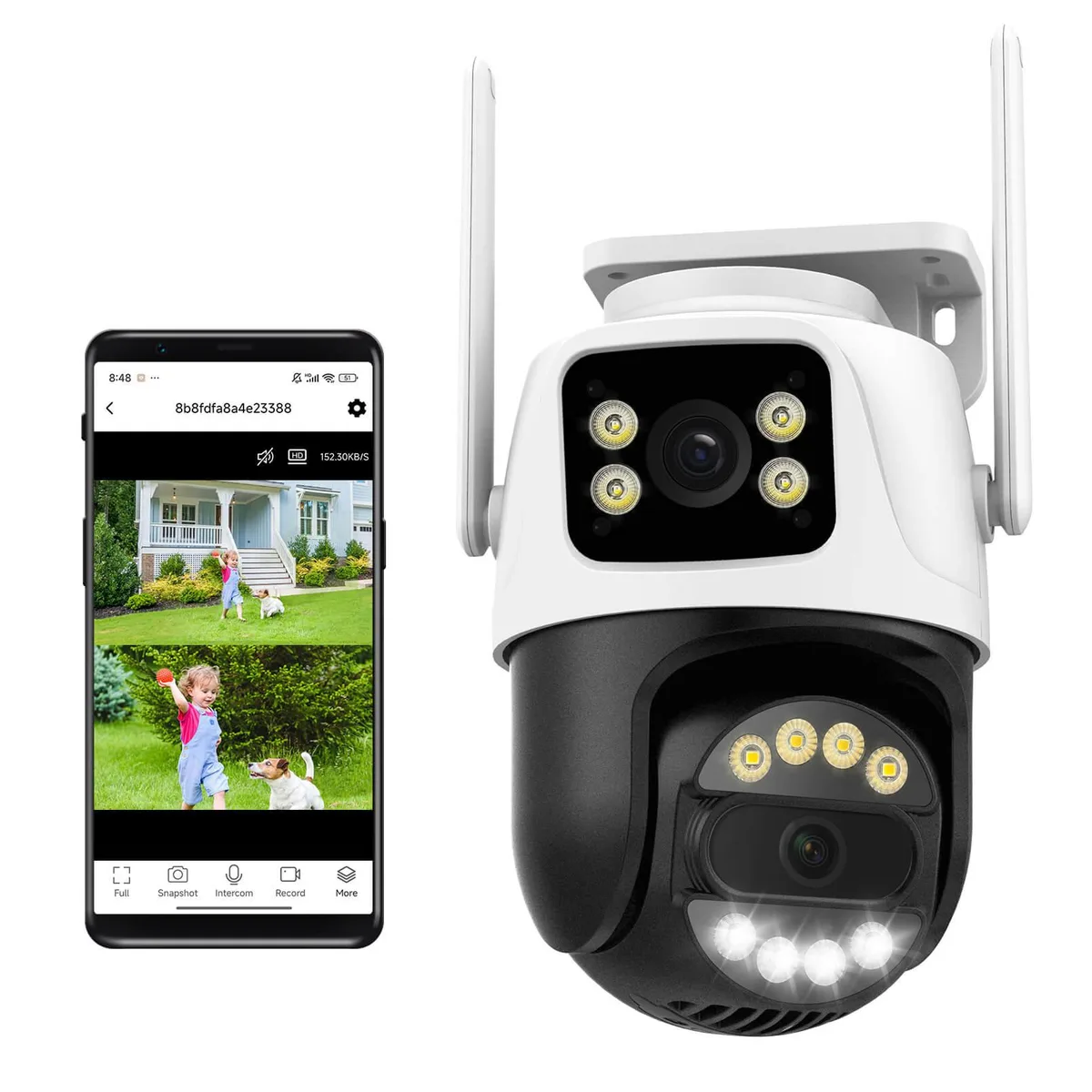 INSEETECH INSEETECH 6MP Dual-Lens PTZ Network Camera 355° Pan 90° Tilt 2.4 GHz White — product photo