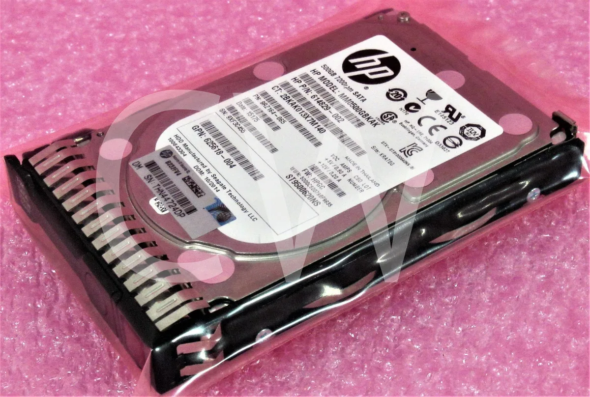 Silver 2.5 inch SATA hard drive inside black server caddy