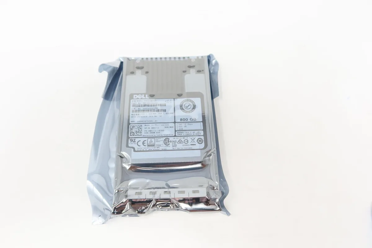 Silver 2.5 inch SAS solid state drive with Dell label