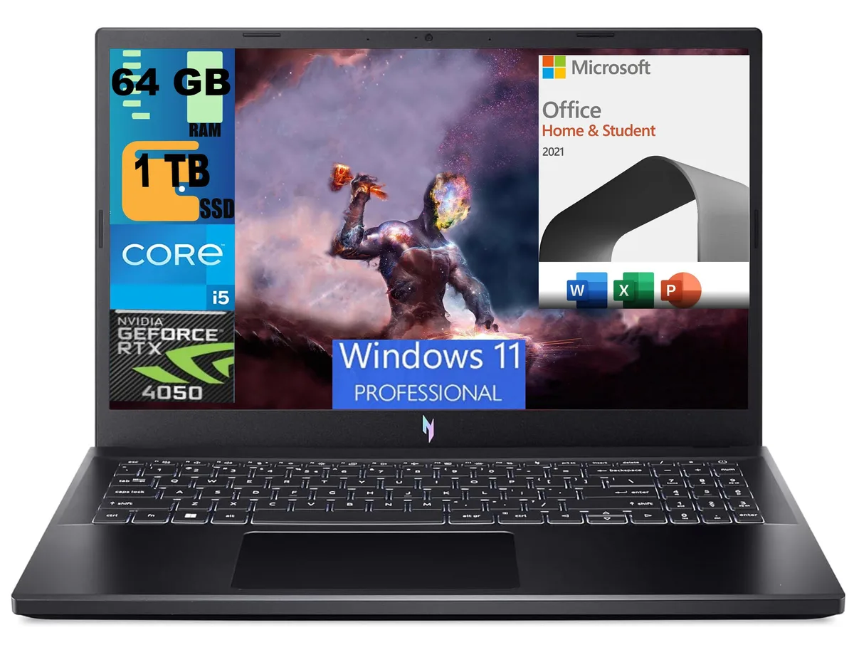 Acer America Acer America Nitro V 15 gaming laptop 64GB 1TB RTX 4050 i5-13420H 15.6 FHD 144Hz — product photo