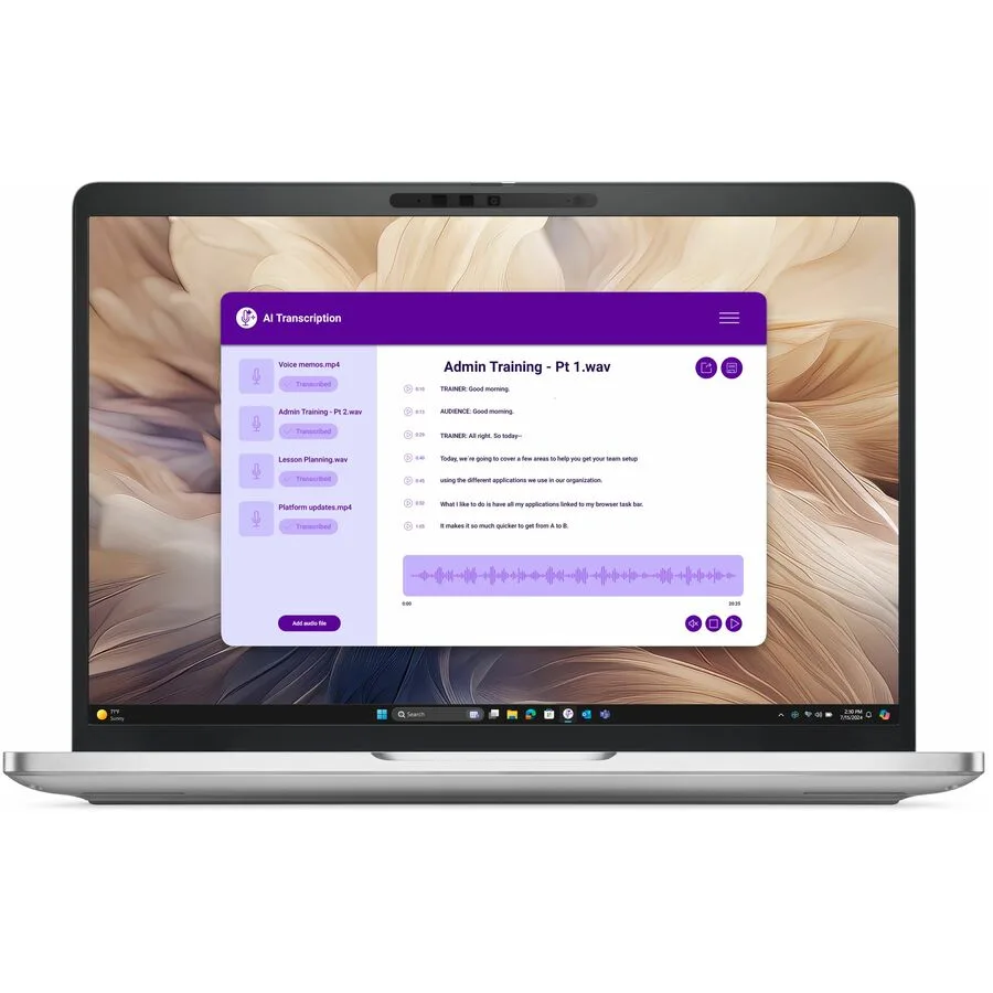 Silver clamshell laptop with 13.3 inch touchscreen display, thin profile