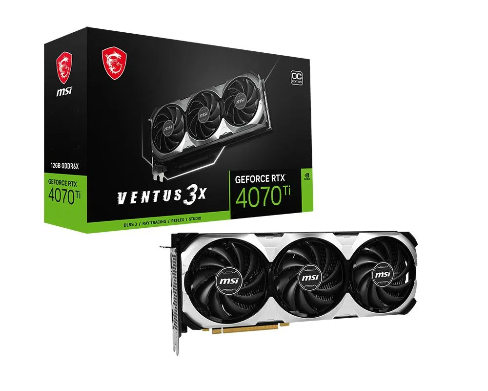 Triple-fan graphics card with silver shroud and exposed backplate