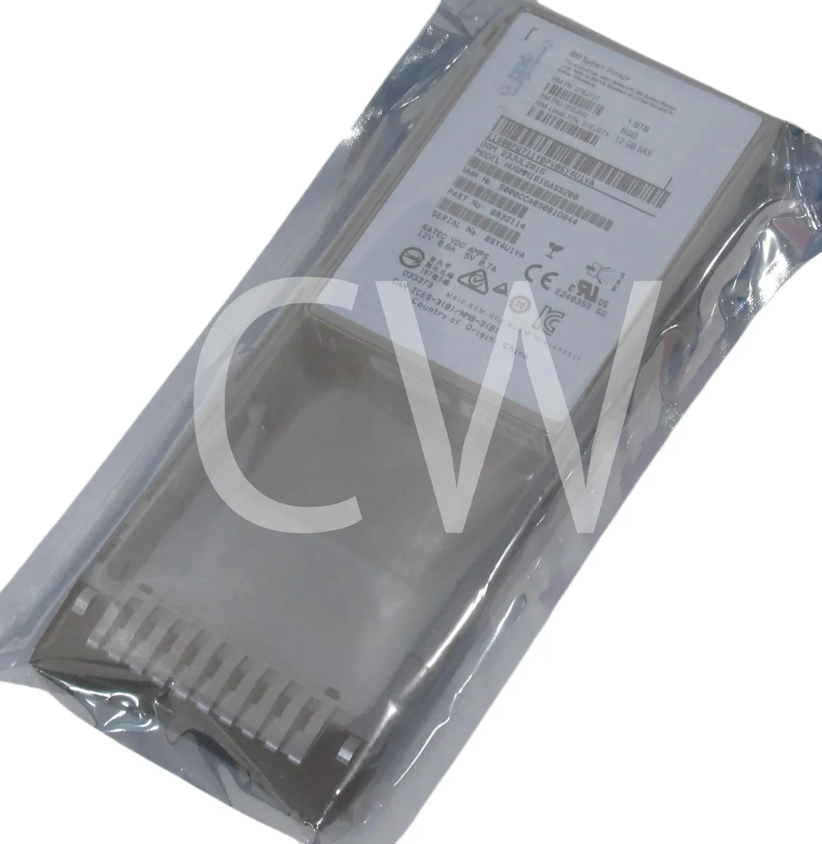 Silver 2.5 inch SAS SSD in black IBM caddy tray
