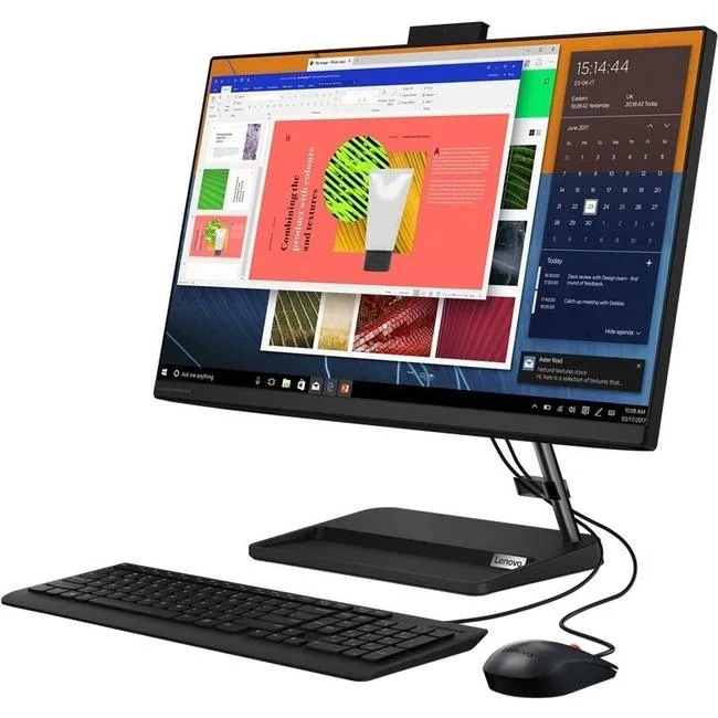 Black all-in-one desktop with 23.8 inch display