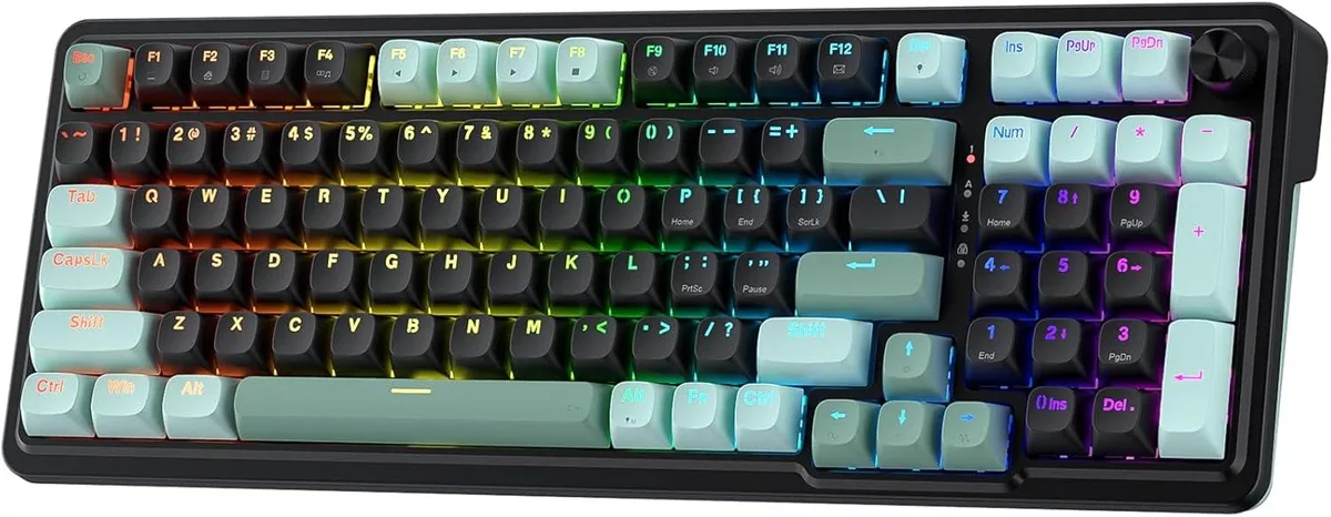 Full-size wired gaming keyboard with magnetic switches and volume knob