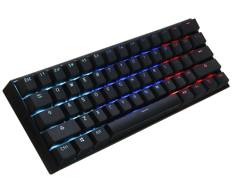 Compact 60% mechanical keyboard in black with PBT keycaps and RGB backlighting
