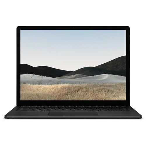 Matte black 13.5 inch touchscreen laptop, slim profile, closed lid