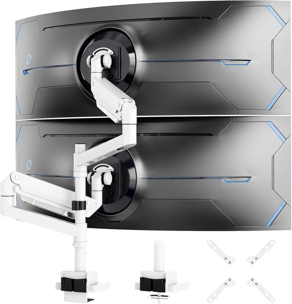 BFKK BFKK 24-57" Dual Vertical Monitor Arm White 59.4 lbs — φωτογραφία προϊόντος