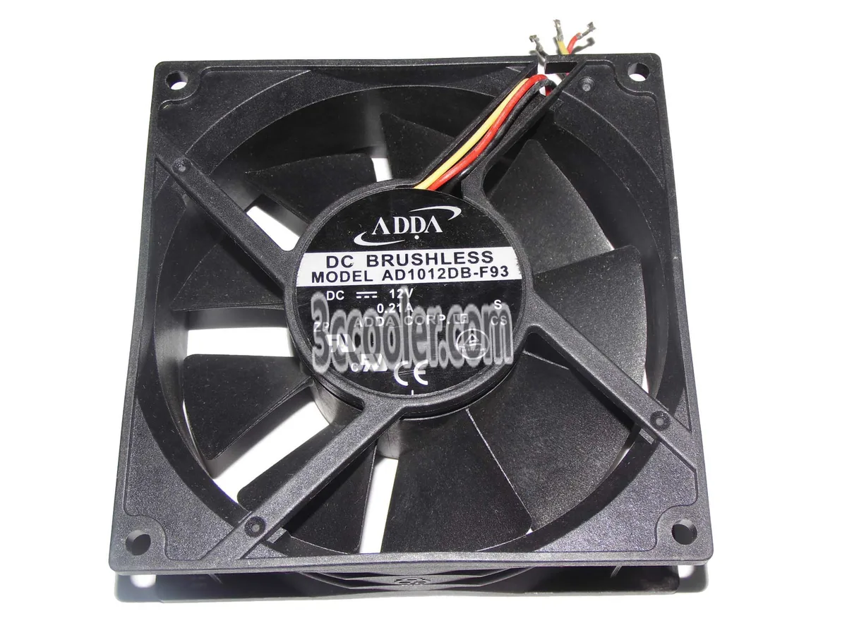 Black square 105x38mm fan, ball bearing, three-wire 12V .21A