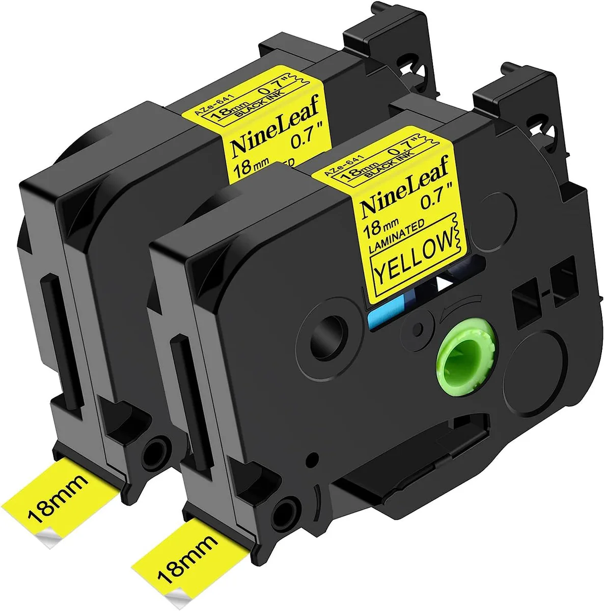 NShi NShi 2PK Laminated P-Touch Label Tape 18mm x 26.2' Black on Yellow 3d printers accessory — ภาพสินค้า