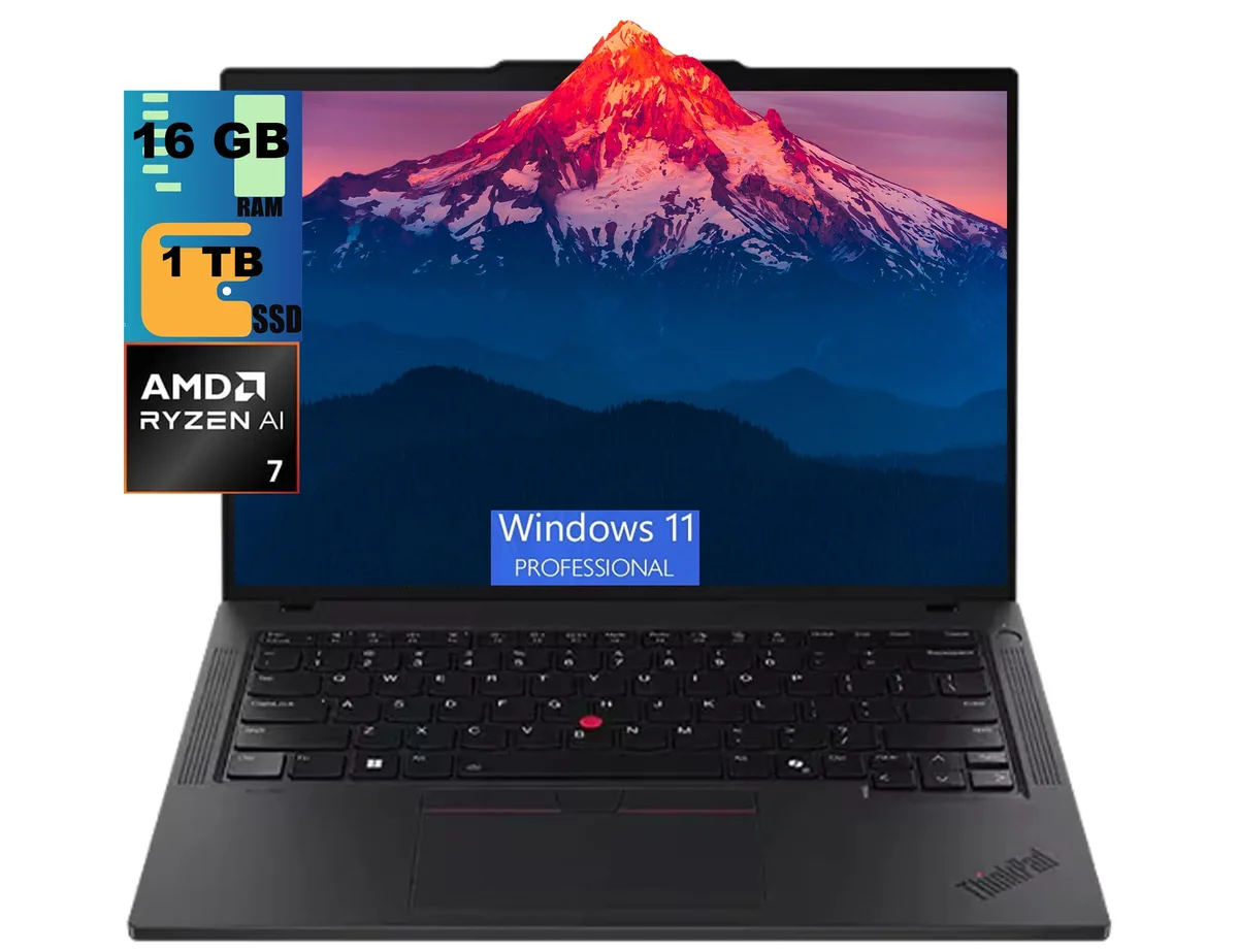 Black ThinkPad P14s laptop closed, matte finish, 14 inch form factor